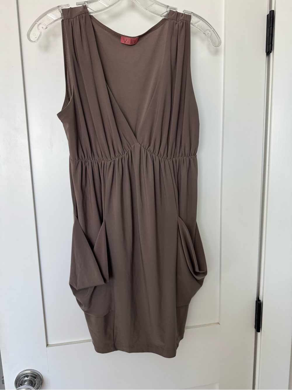 V-Neck Sleeveless Tunic in Taupe by V.18